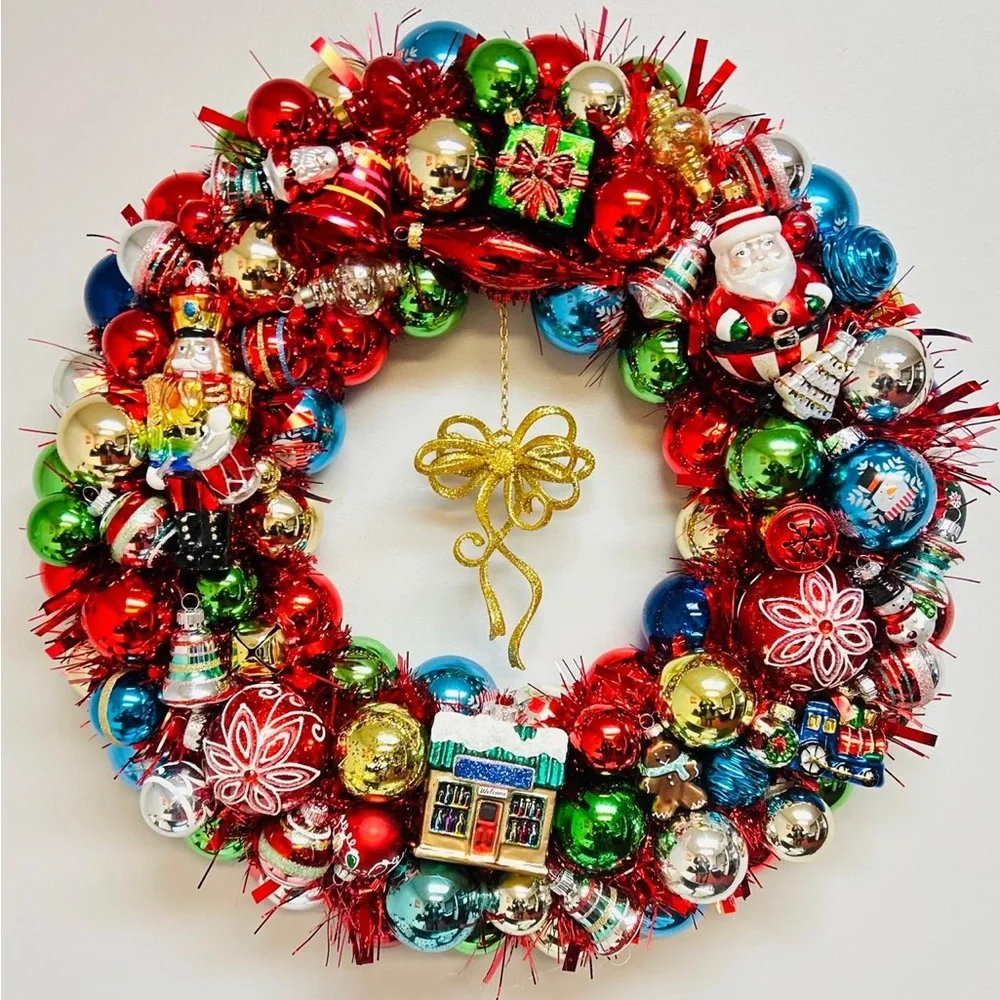 Festive Holiday Ornament Wreath - Multicolor